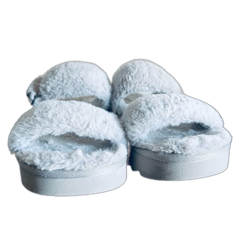Koolaburra UGG Buckle Slide Sandals Furr-ah Amphora size 9 Light Blue Grey - Picture 4 of 11